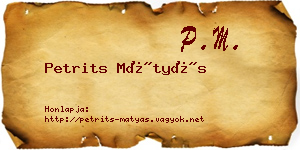 Petrits Mátyás névjegykártya